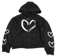 Čierna prepínaci crop mikina so srdiečkom a kapucňou shein
