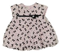 Světlerůžovo-černá tylová tunika s motýlky a mašličkou 