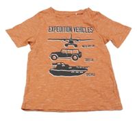 Oranžové melírované tričko s nápisom Topolino