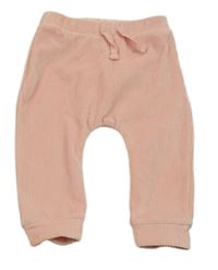 Svetloružové rebrované plyšové tepláky Nutmeg