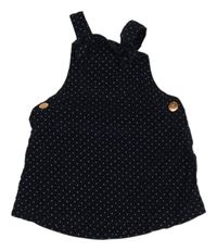 Tmavomodré bodkovaná é menšestrové na traké šaty Tu