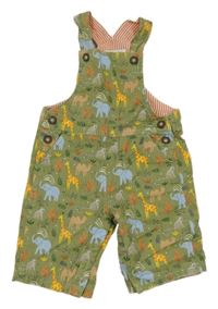 Khaki plátěný kraťasový overal se zvířaty Jojo Maman Bébé