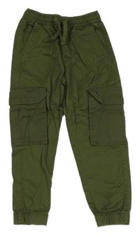 Khaki plátenné cuff nohavice s vreckami dunnes
