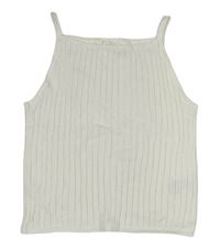 Biely rebrovaný úpletový crop top zn. H&M