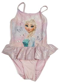 Světlerůžové jednodílné plavky s Elsou H&M