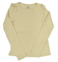 Žluté žebrované triko s volánky H&M