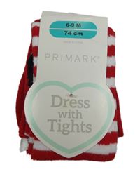 Červeno-bílé pruhované punčoháče Primark