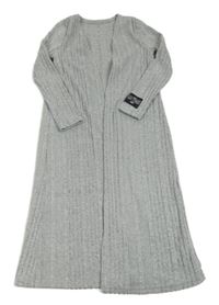 Sivý rebrovaný melírovaný úpletový cardigan Shein