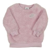 Ružová chlpatá mikina s logom zn. Nike