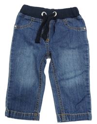 Tmavomodré rifle s úpletový pasem 