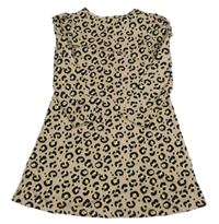 Béžovo-čierno-okrové šaty s leopardím vzorom Matalan