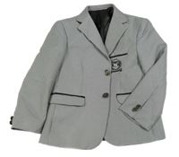 Čierno-biele kockované slávnostné sako s výšivkou