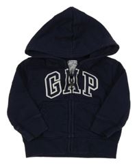 Tmavomodrá propínací mikina s logem a kapucí GAP