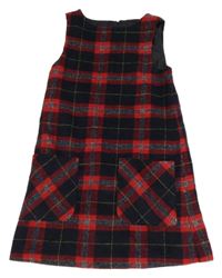 Nové - Tmavomodro-červené kockované šaty St. Bernard