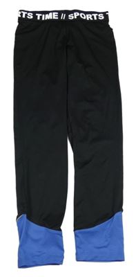 Čierno-modré športové legíny s nápismi Active Touch