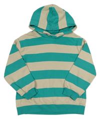 Béžovo-zelená pruhovaná mikina s kapucňou M&S