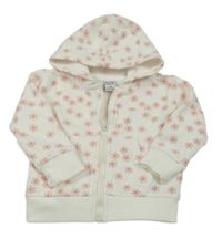 Bielo-ružová kvetovaná prepínaci mikina s kapucňou Dopodopo