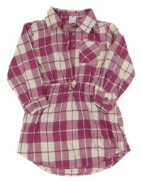 Ružovo-smotanové kockované košeľové šaty Kiki&Koko