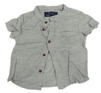 Šedá pruhovaná lněná košile Next