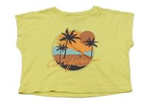 Žlté crop tričko s palmami Name it