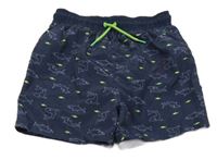 Tmavomodré plážové kraťasy so žralokmi Y.F.K.