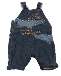 Tmavomodré teplákoé laclové kraťasy s krokodýly George