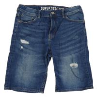 Tmavomodré teplákové riflové kraťasy s prošoupáním Denim Co.