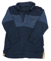 Tmavomodré polo triko s potiskem 