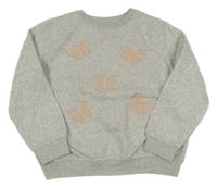 Svetlosivá melírovaná mikina s 3D motýlikmi H&M