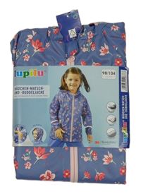 Nové - Modro-růžová květovaná voděodolná jarní bunda s kapucí Lupilu