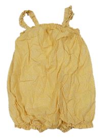 Žlto-biely vzorovaný kraťasový overal H&M