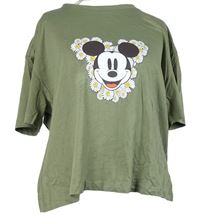 Dámské khaki crop tričko s Mickeym New Look 