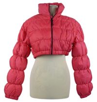 Dámská tmavorůžová šusťáková zateplená crop bunda Bershka 