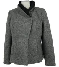 Dámsky sivý vlnený krátky kabát M&S
