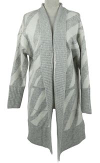 Dámský šedo-bílý vzorovaný svetrový cardigán Dunnes 