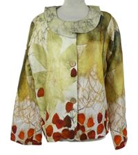 Dámske béžovo-červené vzorované sako s golierikom MissLook