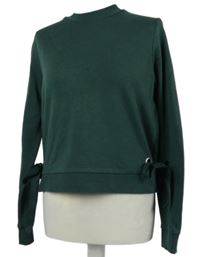 Dámská khaki crop mikina se šněrováním na bocích