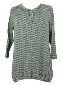 Dámská šedo-zelená vzorovaná balonová halenka Gina Benotti 