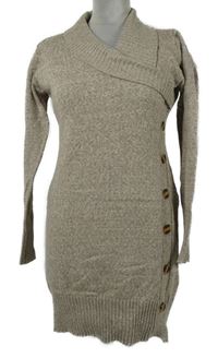 Dámská béžová melíroaná svetrová tunika s límcem 