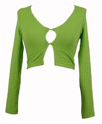 Dámske limetkové rebrované crop prepínaci tričko H&M