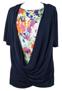 Dámská tmavomodro-bílá květovaná halenka Gerard 