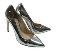 Dámské stříbrné koženkové lodičky na vysokém podpatku Ralph&Russo vel. 38