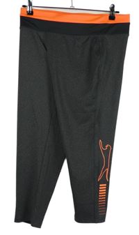 Dámské tmavošedo-černo-růžové sportovní capri legíny s logem Slazenger 