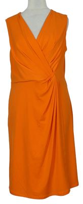 Dámske oranžové šaty s nařasením Comma