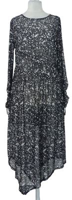 Dámske čierno-smotanové vzorované tylové midi šaty Very