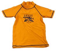 Oranžové UV tričko so žralokom