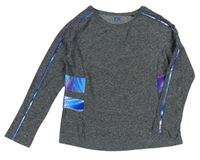 Tmavosivé melírované športové tričko s farebnymi pruhmi Next