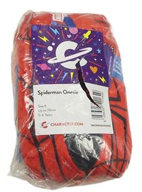 Červená chlupatá kombinéza se Spidermanem a kapucí Marvel