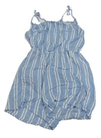 Modrý pruhovaný kraťasový overal H&M