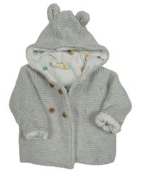 Světlešedý podšitý propínací svetr s kapucí M&S